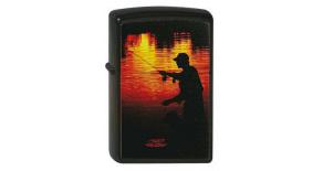Зажигалка ZIPPO Рыбак, с покрытием Black Matte, латунь/сталь, чёрная, матовая, 36x12x56 мм
